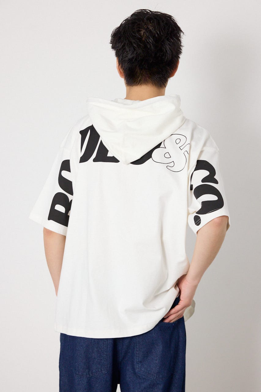 &ロゴフードTシャツ WHT L