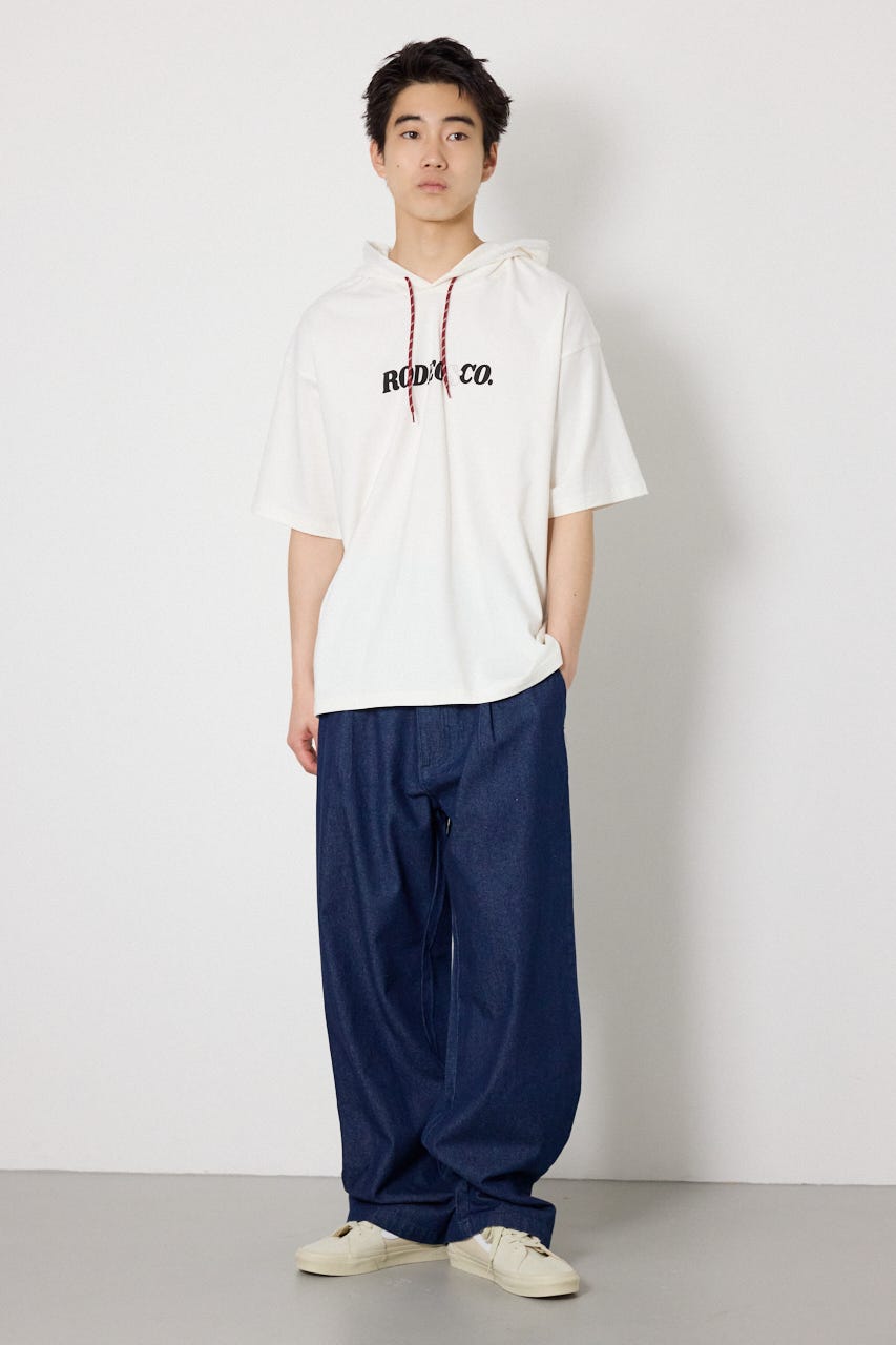 &ロゴフードTシャツ WHT L