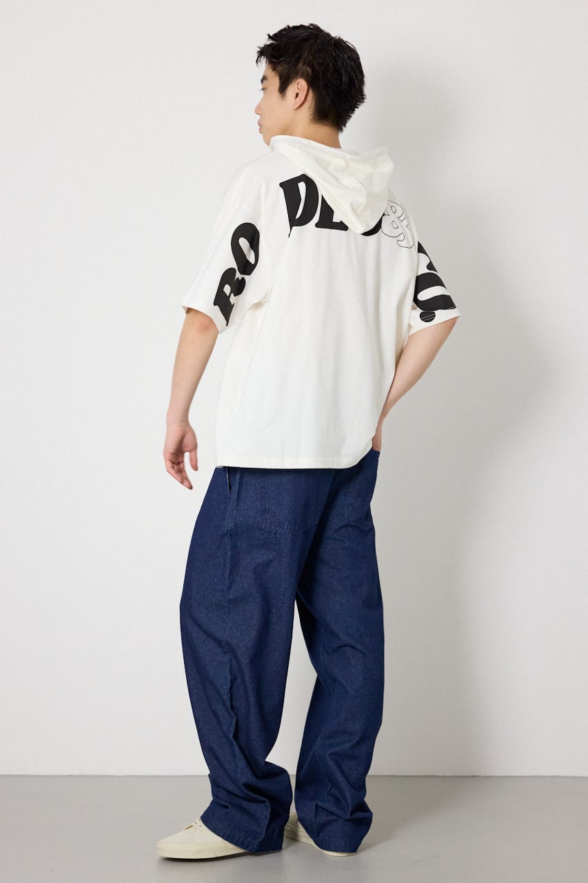 &ロゴフードTシャツ WHT L