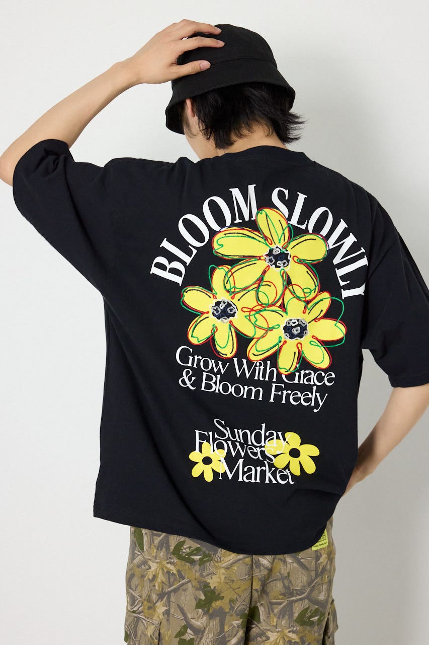 ARTフラワーTシャツ BLK M