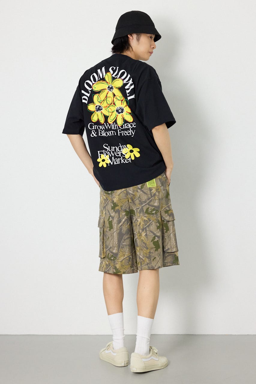 ARTフラワーTシャツ BLK M