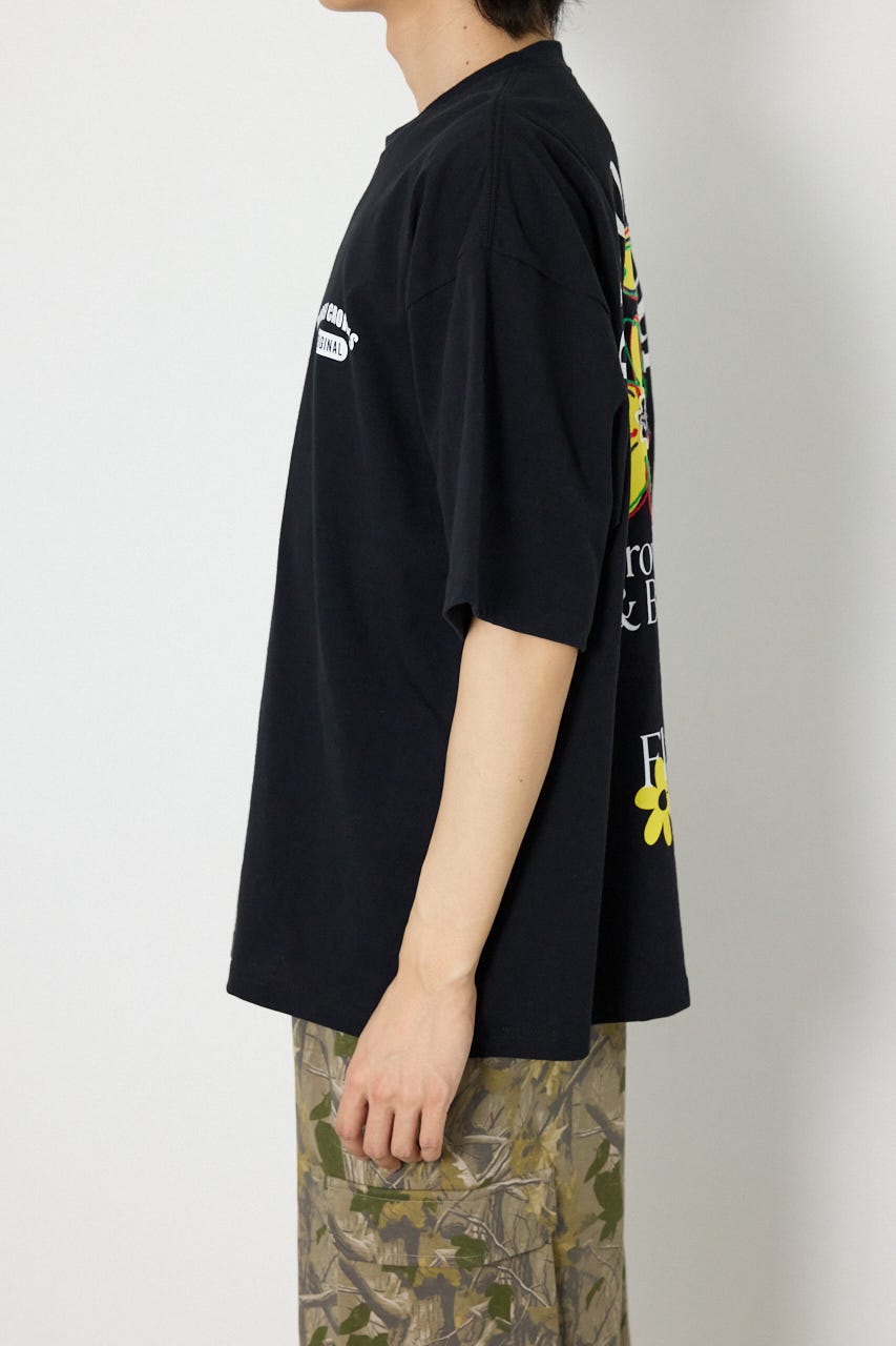 ARTフラワーTシャツ BLK M