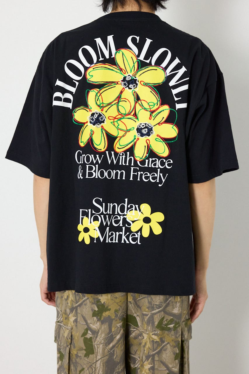 ARTフラワーTシャツ BLK M