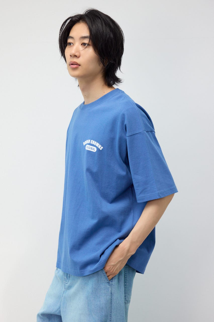 ARTフラワーTシャツ D/BLU M