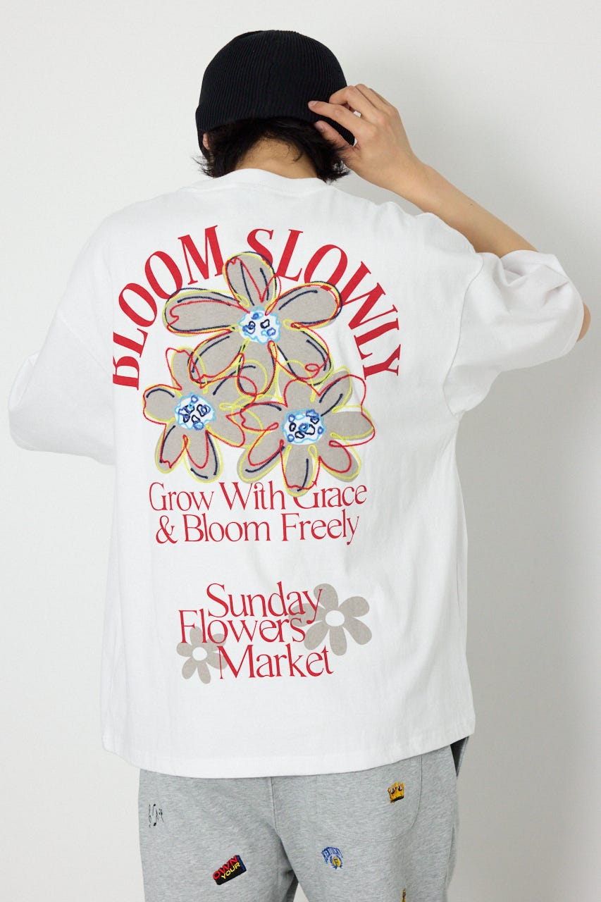 ARTフラワーTシャツ WHT M