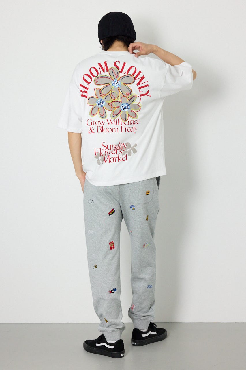 ARTフラワーTシャツ WHT M