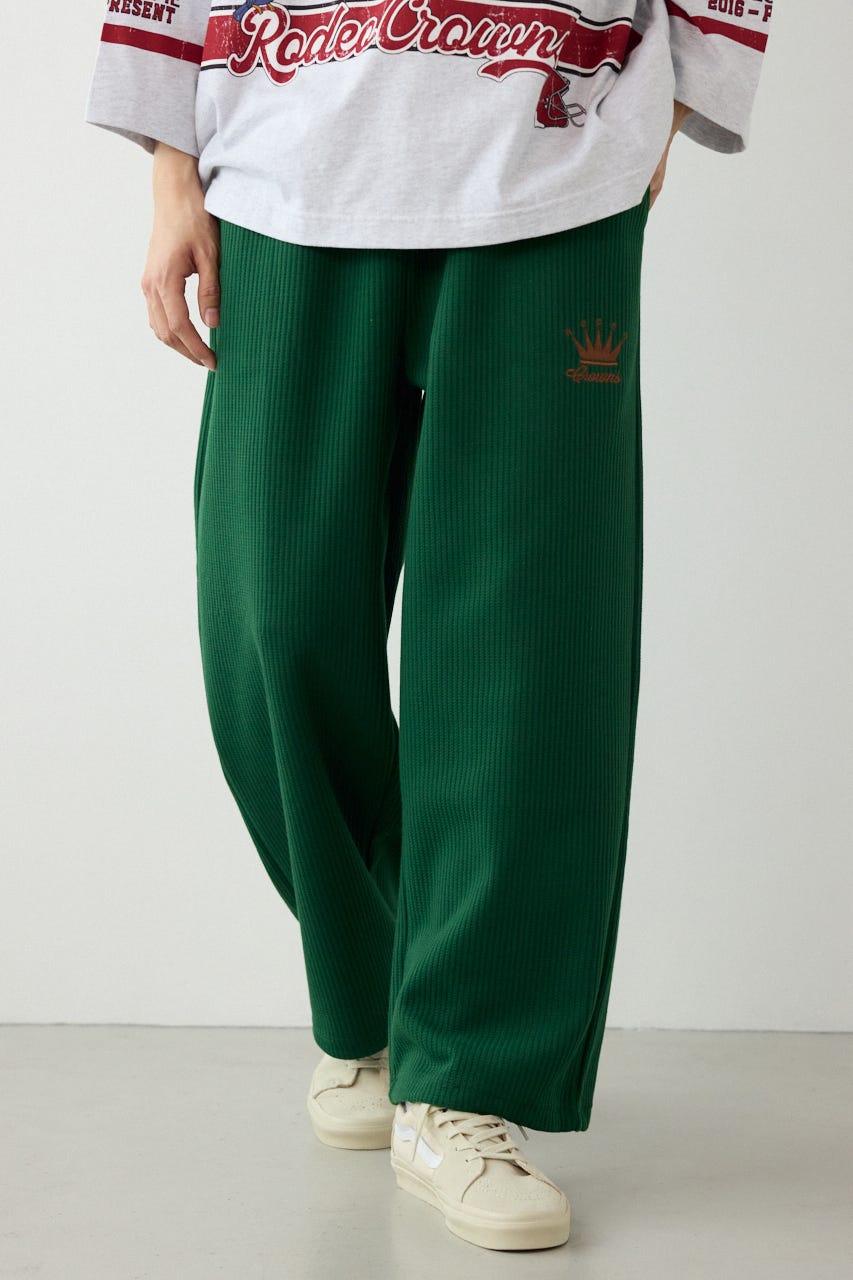 ボンディングワッフルパンツ GRN M