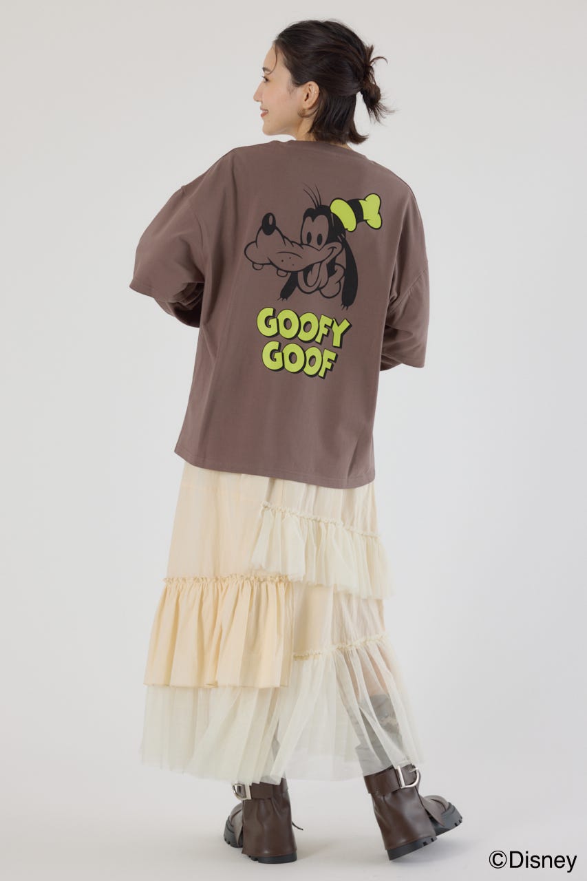 【UNISEX】(ミッキー&フレンズ)レイヤードロングスリーブTシャツ BRN M