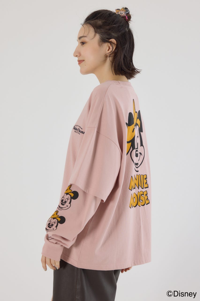 【UNISEX】(ミッキー&フレンズ)レイヤードロングスリーブTシャツ D/PNK M