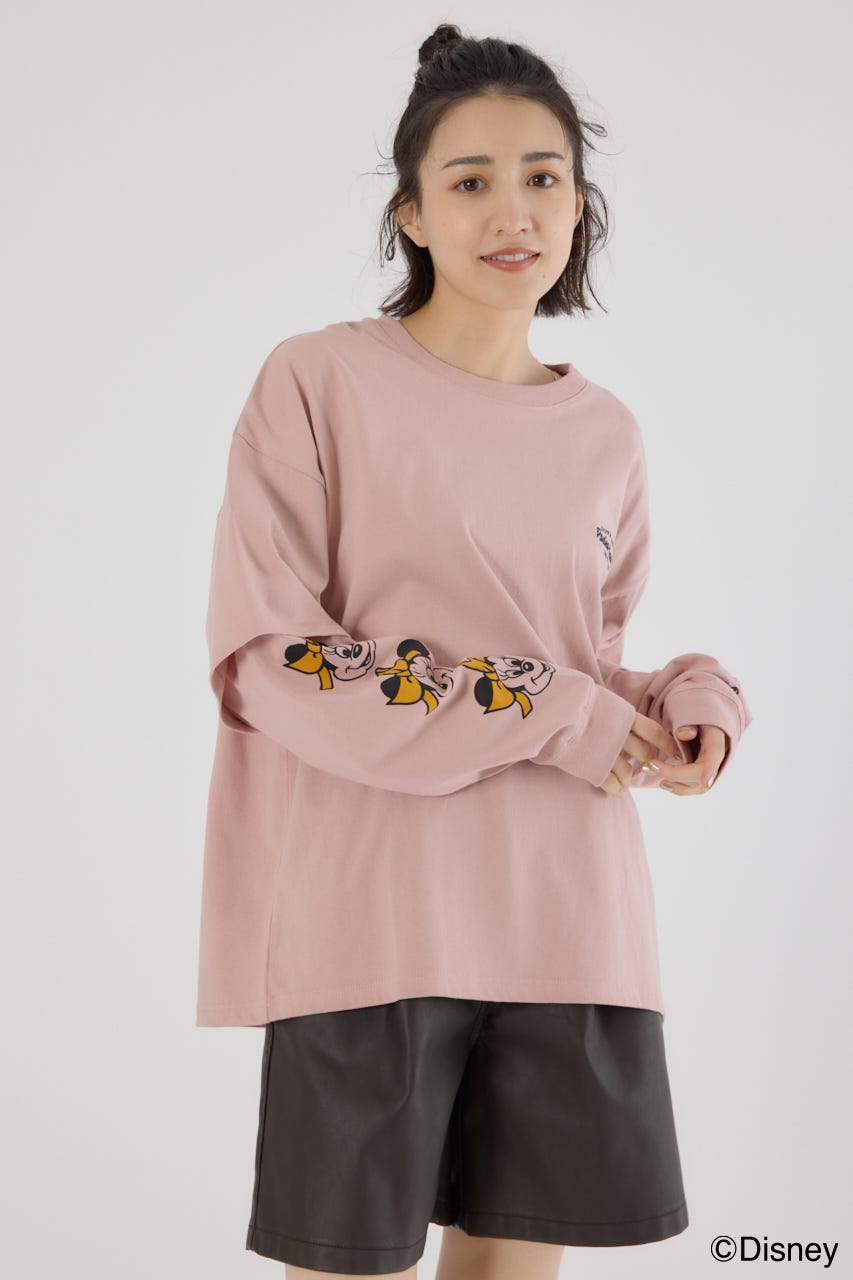 【UNISEX】(ミッキー&フレンズ)レイヤードロングスリーブTシャツ D/PNK M