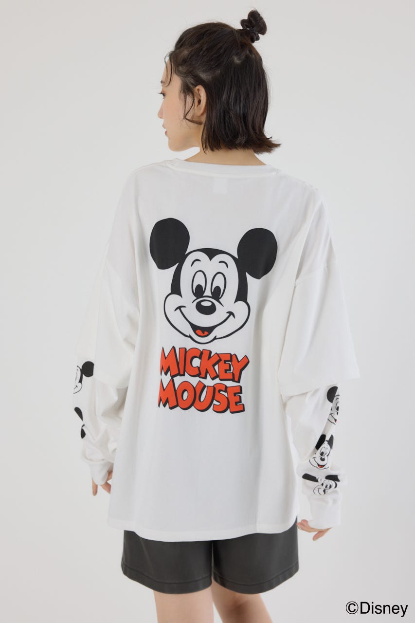 レイヤード ロングスリーブ Tシャツ ロゴプリント 迷彩 cr8112 RODEO CROWNS WIDE BOWL | 【UNISEX】（ミッキー＆フレンズ