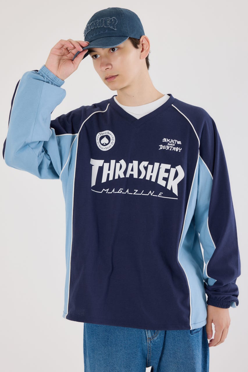 【UNISEX】(THRASHER) GAME L/S Tシャツ NVY FREE