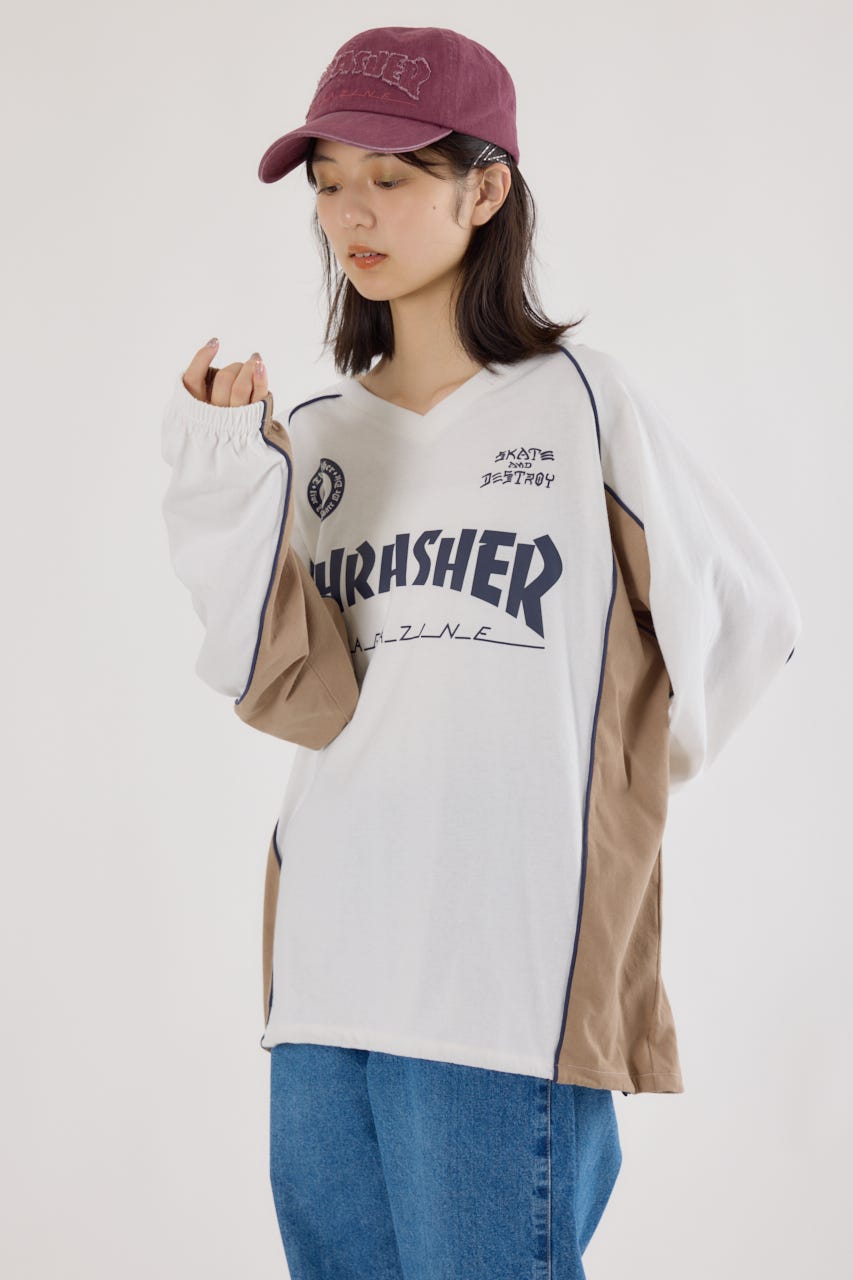 【UNISEX】(THRASHER) GAME L/S Tシャツ O/WHT FREE