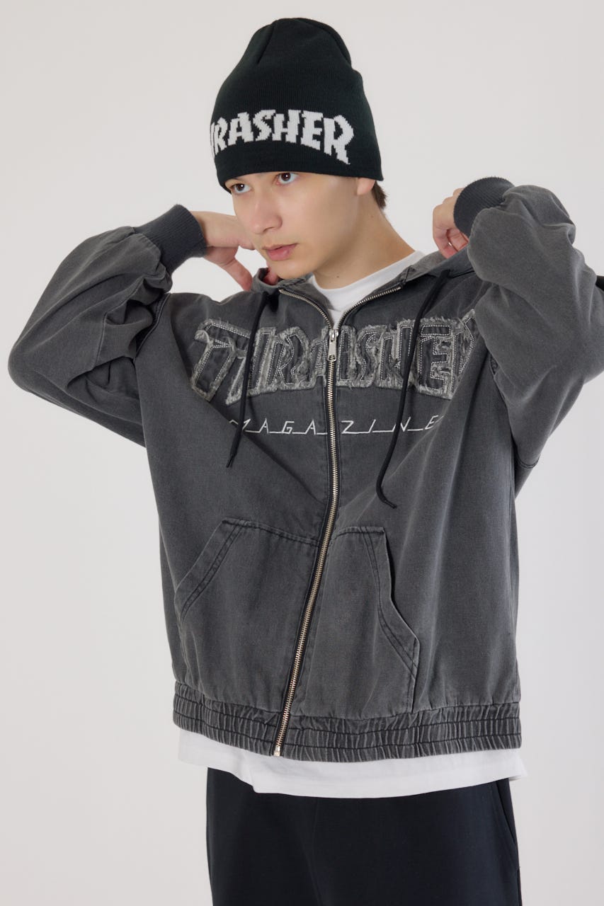 【UNISEX】(THRASHER) デニムフードブルゾン BLK FREE