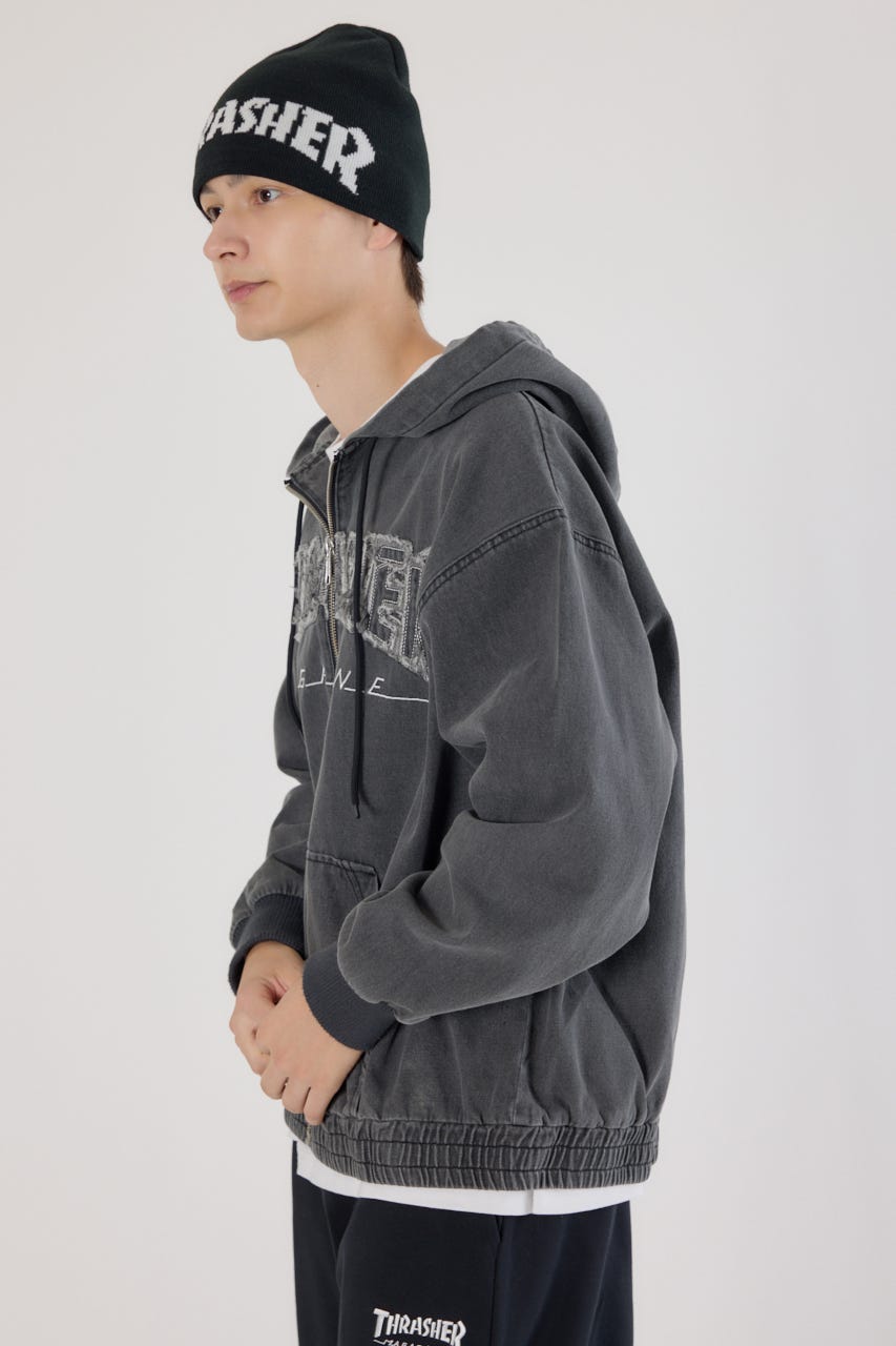 【UNISEX】(THRASHER) デニムフードブルゾン BLK FREE