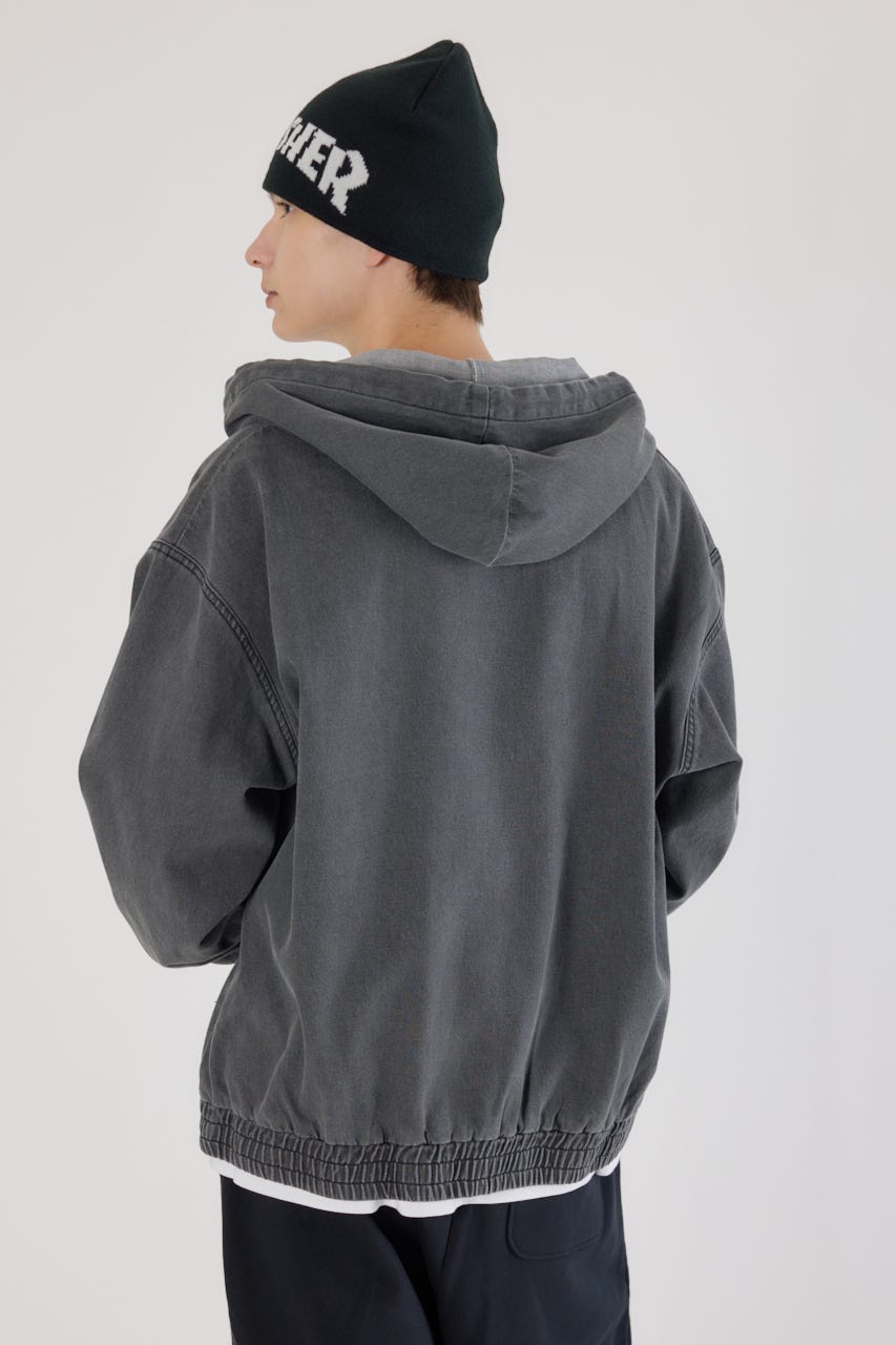 【UNISEX】(THRASHER) デニムフードブルゾン BLK FREE