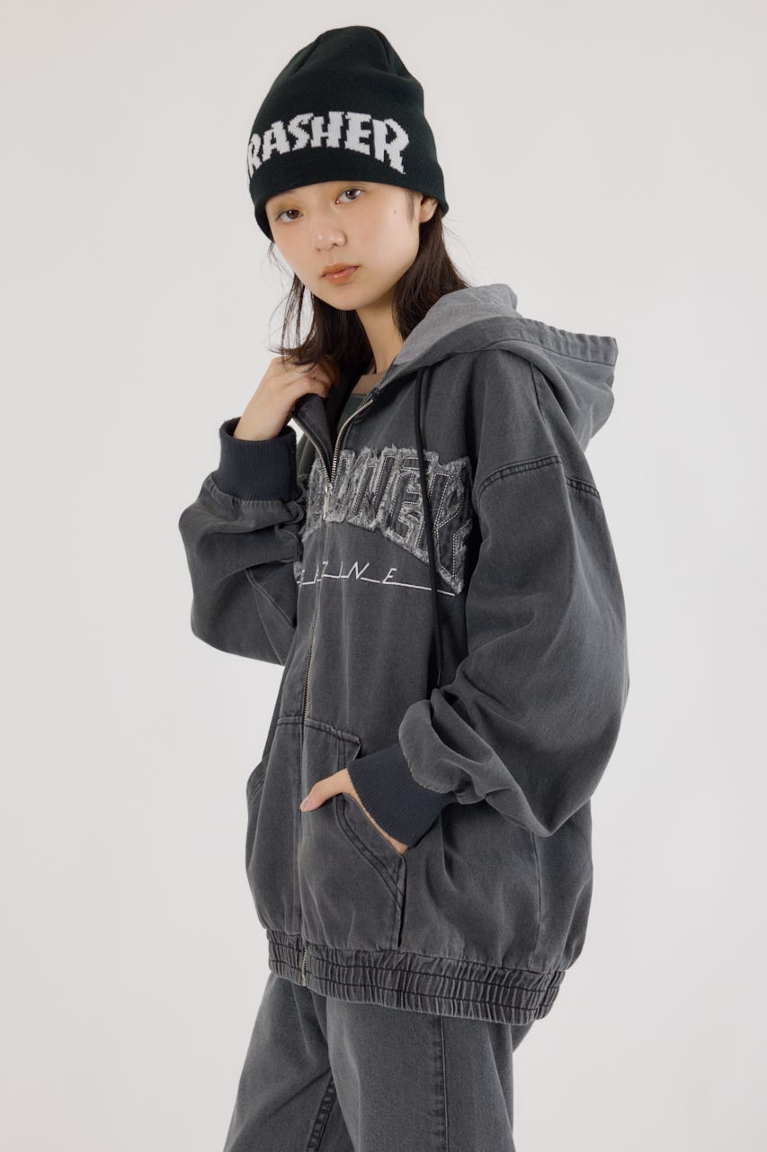 【UNISEX】(THRASHER) デニムフードブルゾン BLK FREE