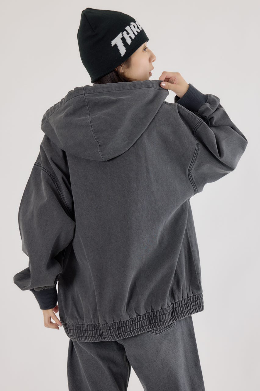 【UNISEX】(THRASHER) デニムフードブルゾン BLK FREE