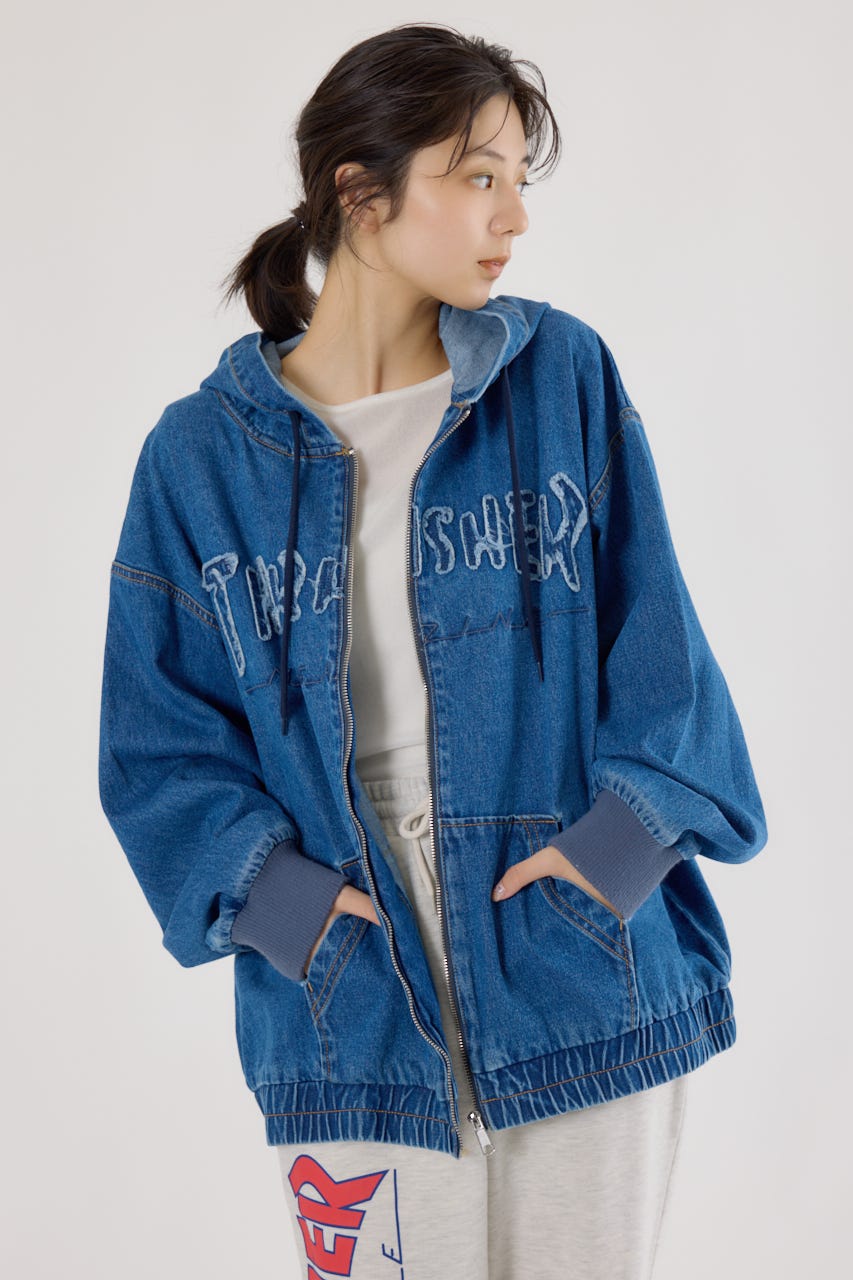 【UNISEX】(THRASHER) デニムフードブルゾン BLU FREE