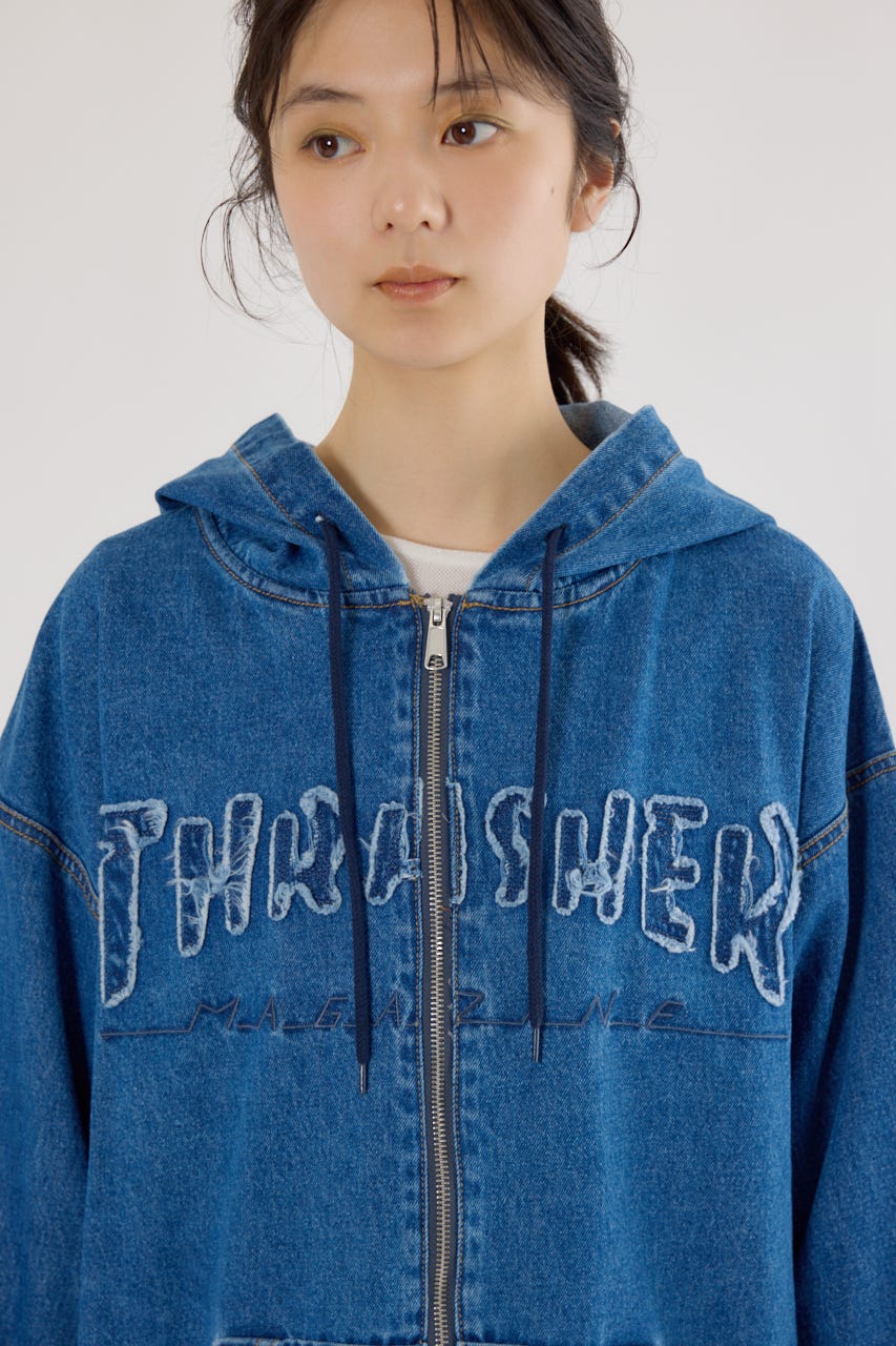 【UNISEX】(THRASHER) デニムフードブルゾン BLU FREE