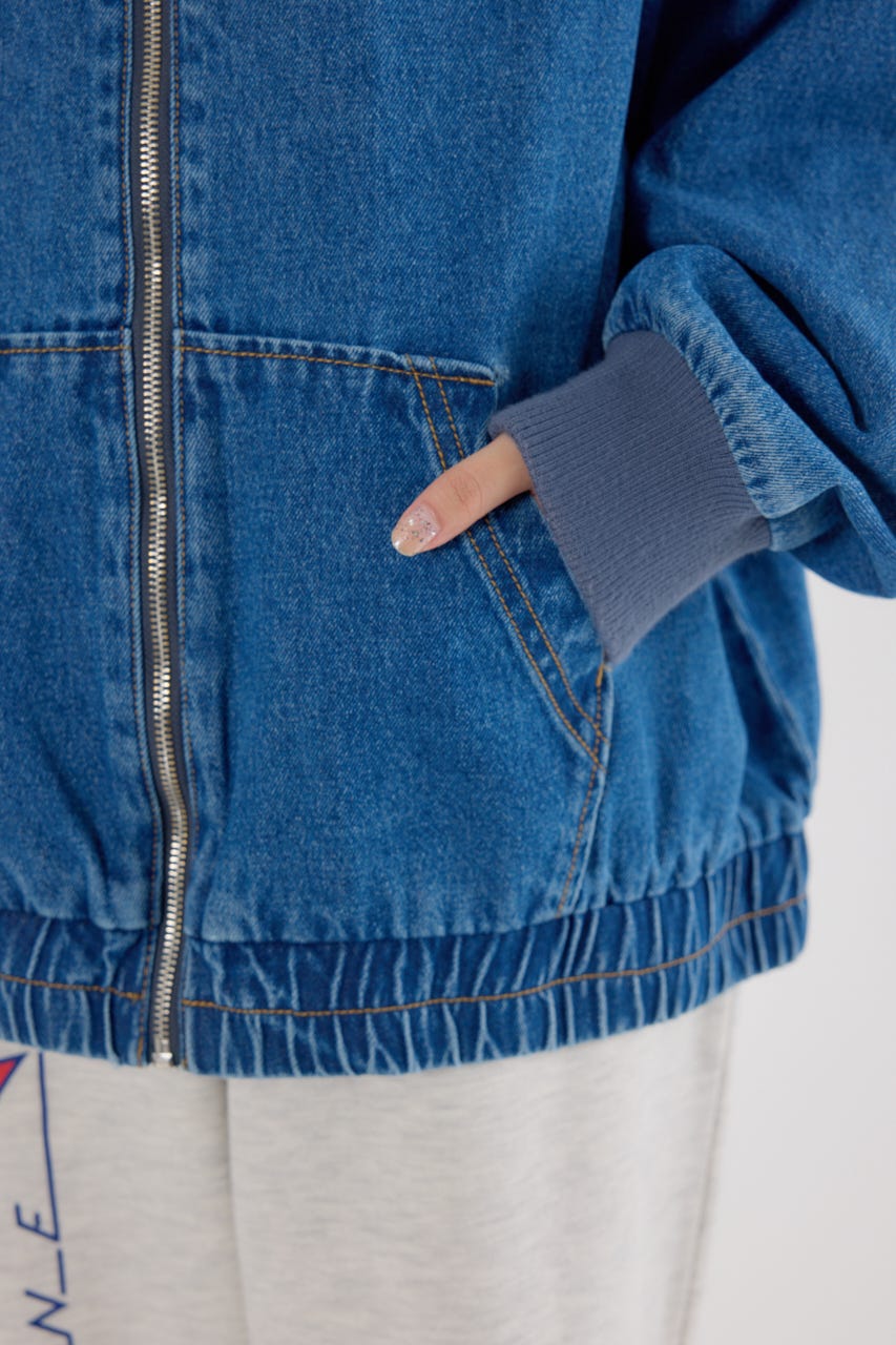 【UNISEX】(THRASHER) デニムフードブルゾン BLU FREE