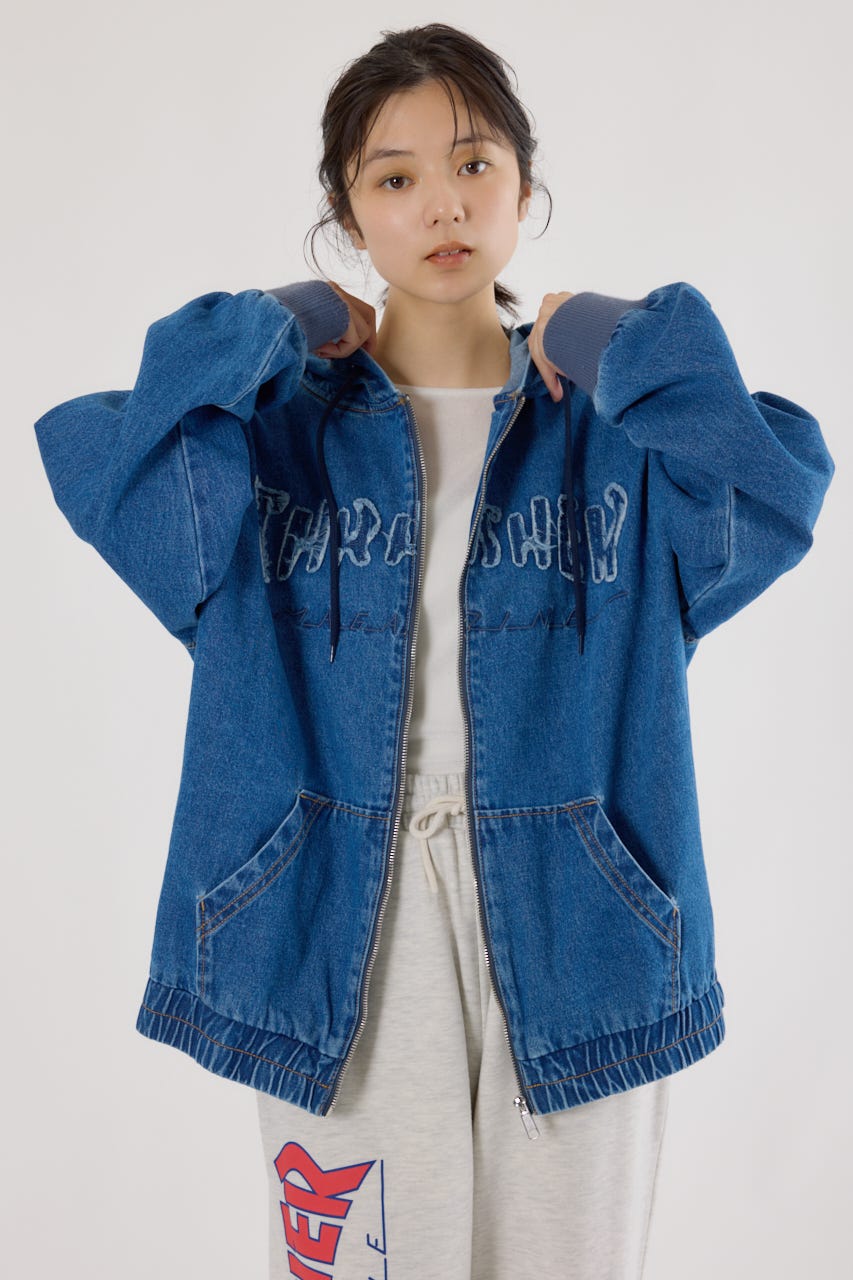 【UNISEX】(THRASHER) デニムフードブルゾン BLU FREE