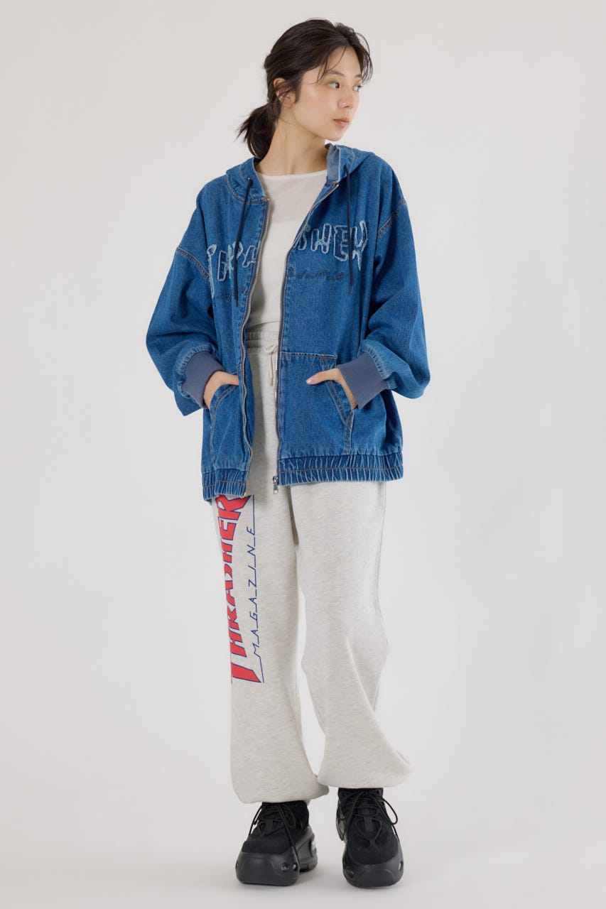 【UNISEX】(THRASHER) デニムフードブルゾン BLU FREE