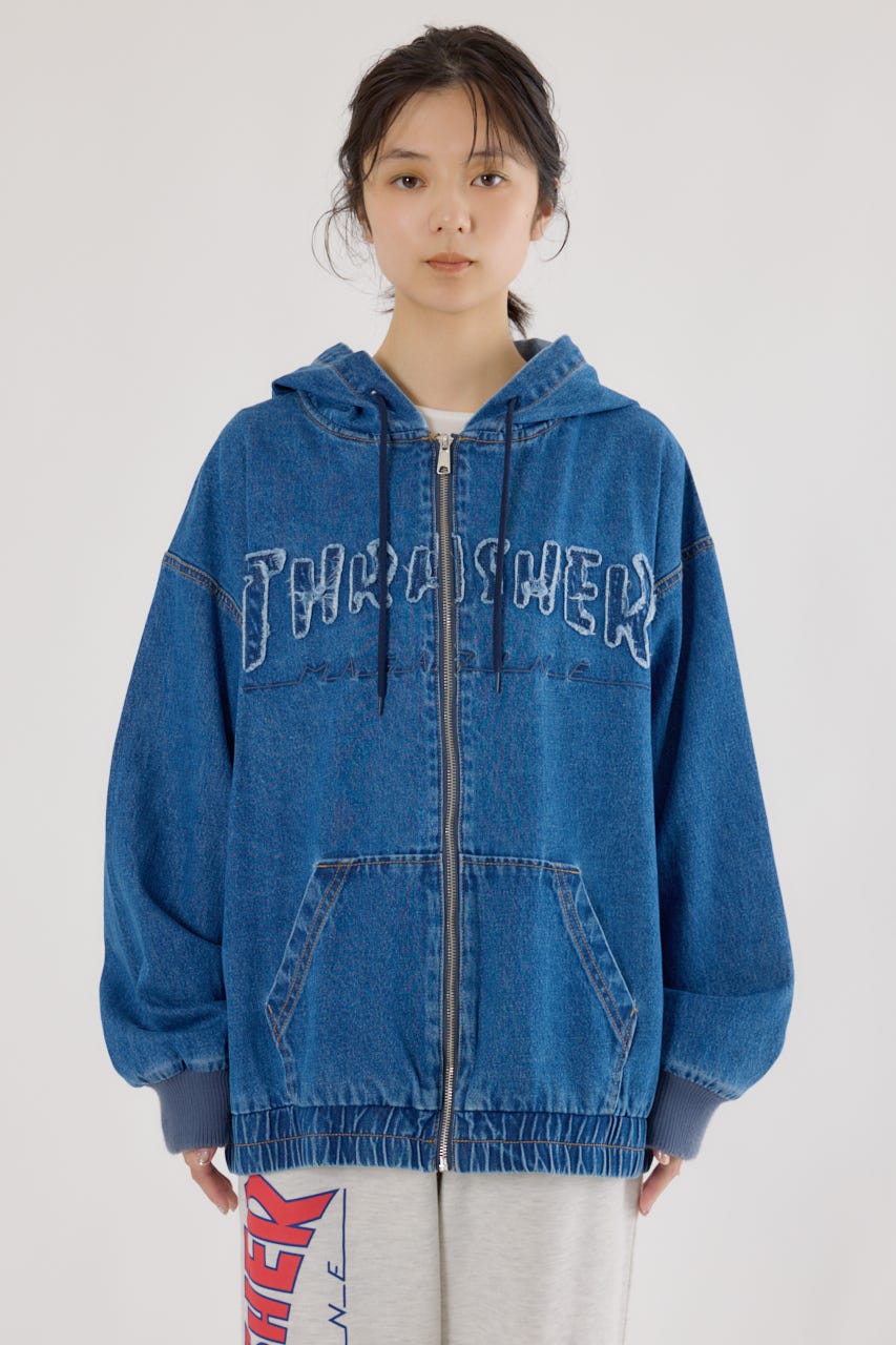 【UNISEX】(THRASHER) デニムフードブルゾン BLU FREE
