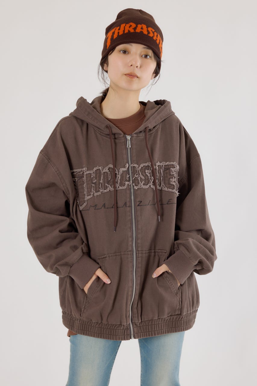 【UNISEX】(THRASHER) デニムフードブルゾン BRN FREE