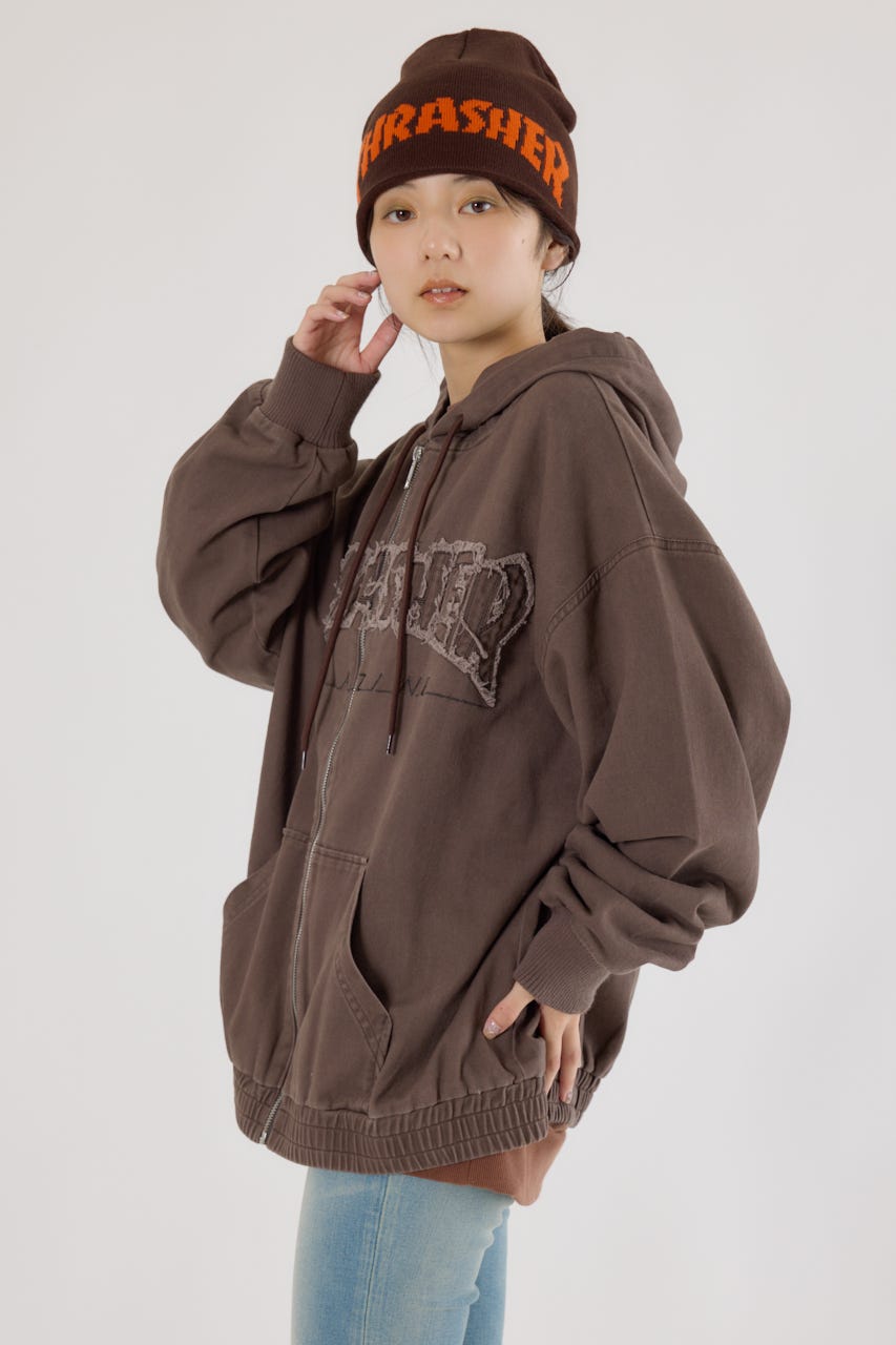 【UNISEX】(THRASHER) デニムフードブルゾン BRN FREE