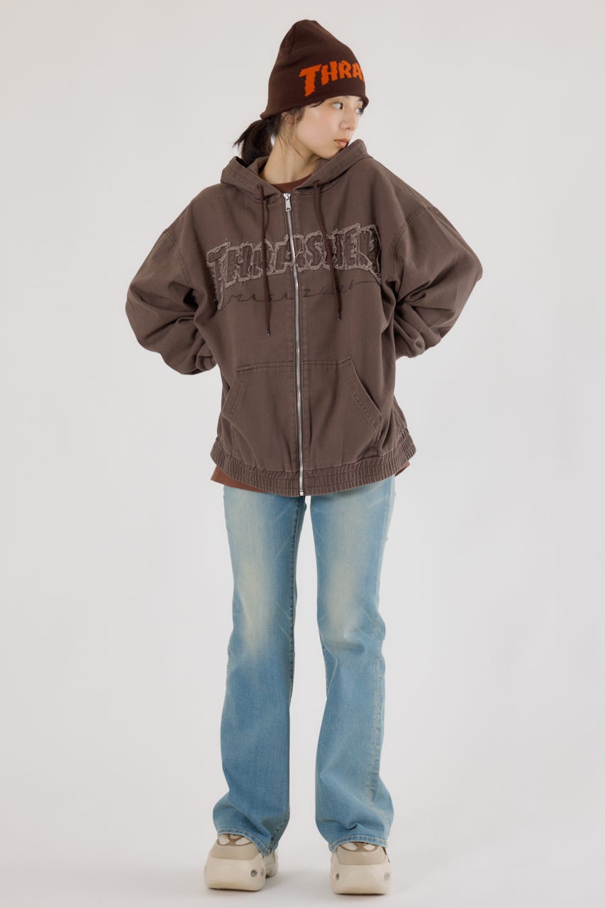 【UNISEX】(THRASHER) デニムフードブルゾン BRN FREE