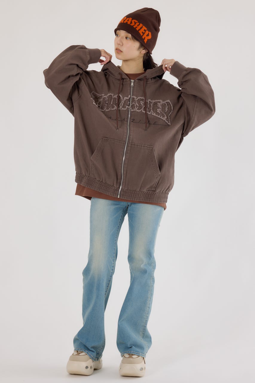 【UNISEX】(THRASHER) デニムフードブルゾン BRN FREE