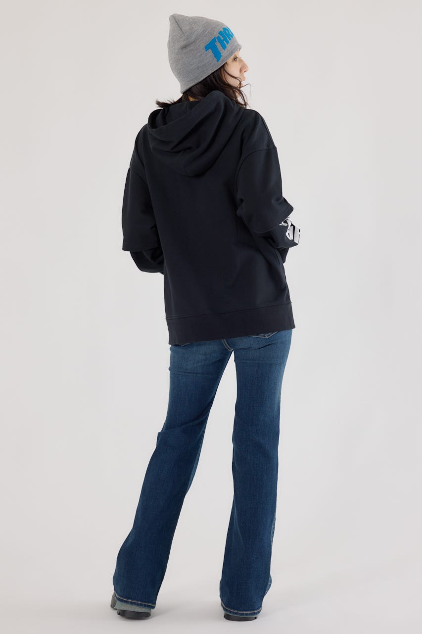 【UNISEX】(THRASHER) レイヤードスウェットパーカー BLK L