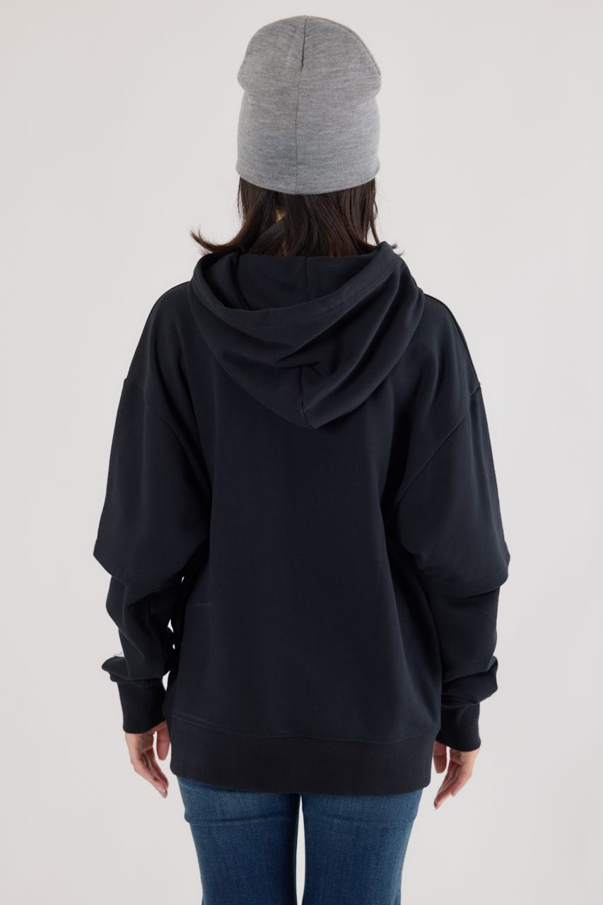 【UNISEX】(THRASHER) レイヤードスウェットパーカー BLK L