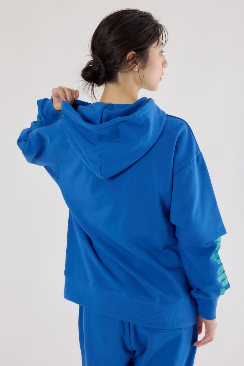 【UNISEX】(THRASHER) レイヤードスウェットパーカー BLU M