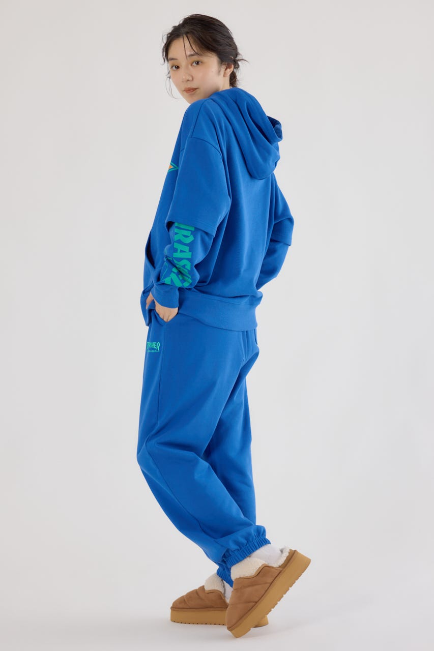 【UNISEX】(THRASHER) レイヤードスウェットパーカー BLU M