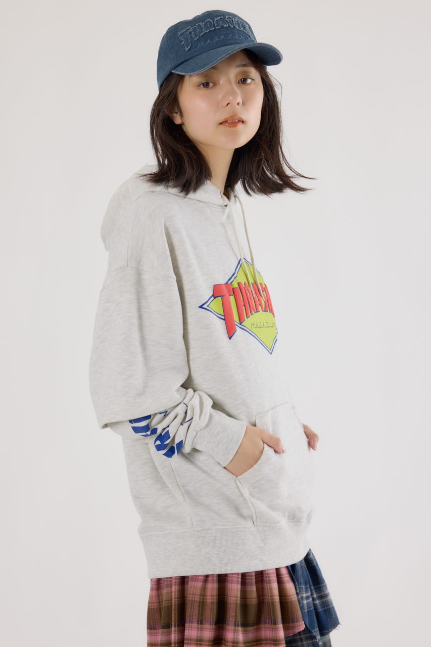 【UNISEX】(THRASHER) レイヤードスウェットパーカー L/T.GRY M