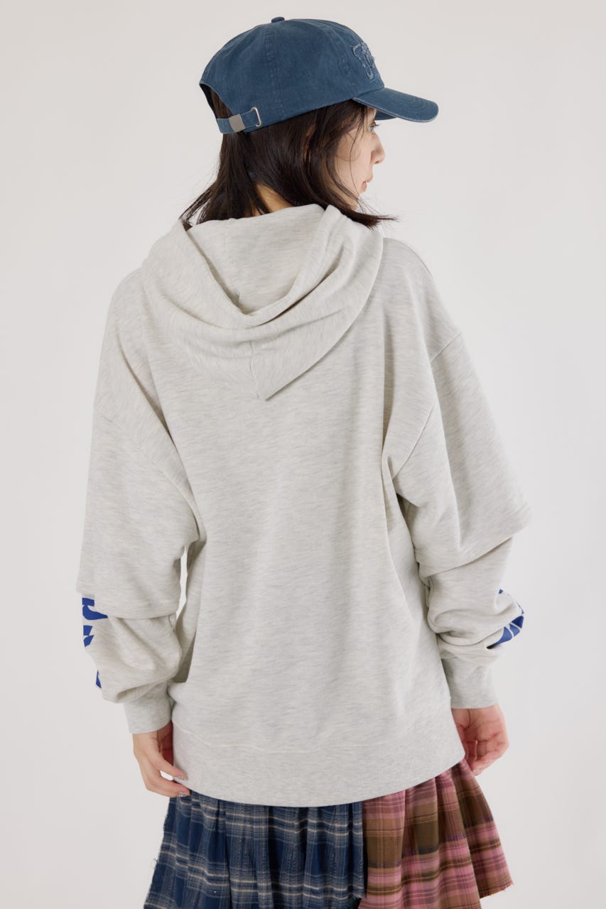 【UNISEX】(THRASHER) レイヤードスウェットパーカー L/T.GRY M