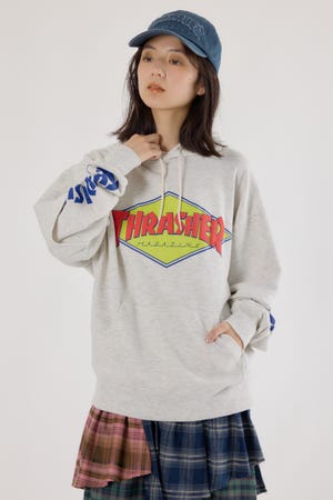 【UNISEX】(THRASHER) レイヤードスウェットパーカー