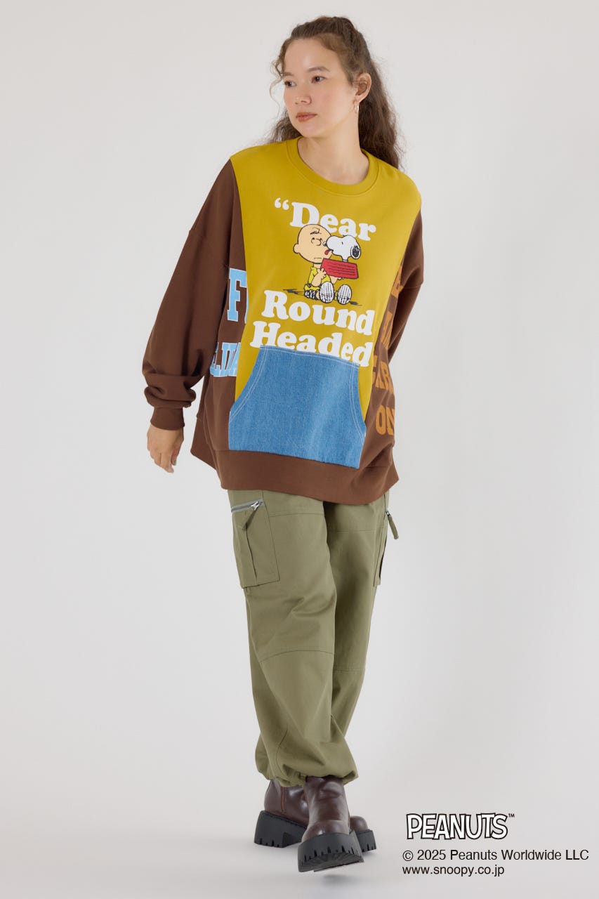 (PEANUTS) カスタムスウェットトップス 柄BRN FREE