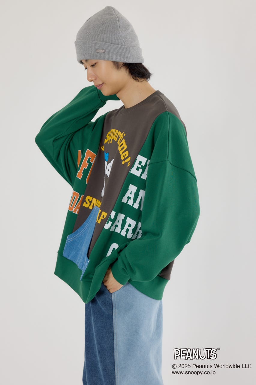 (PEANUTS) カスタムスウェットトップス 柄GRN FREE