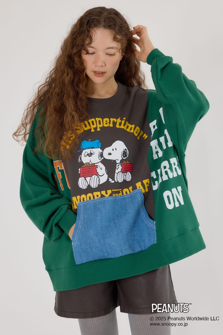 (PEANUTS) カスタムスウェットトップス 柄GRN FREE