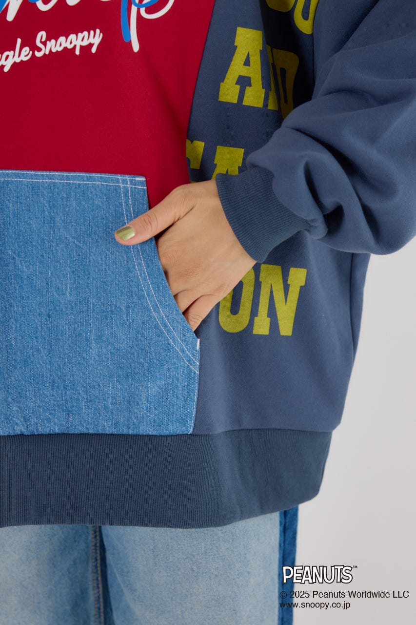 (PEANUTS) カスタムスウェットトップス 柄NVY FREE