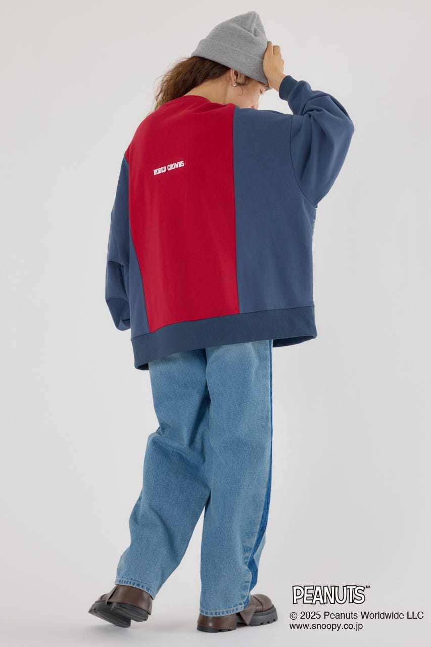 (PEANUTS) カスタムスウェットトップス 柄NVY FREE