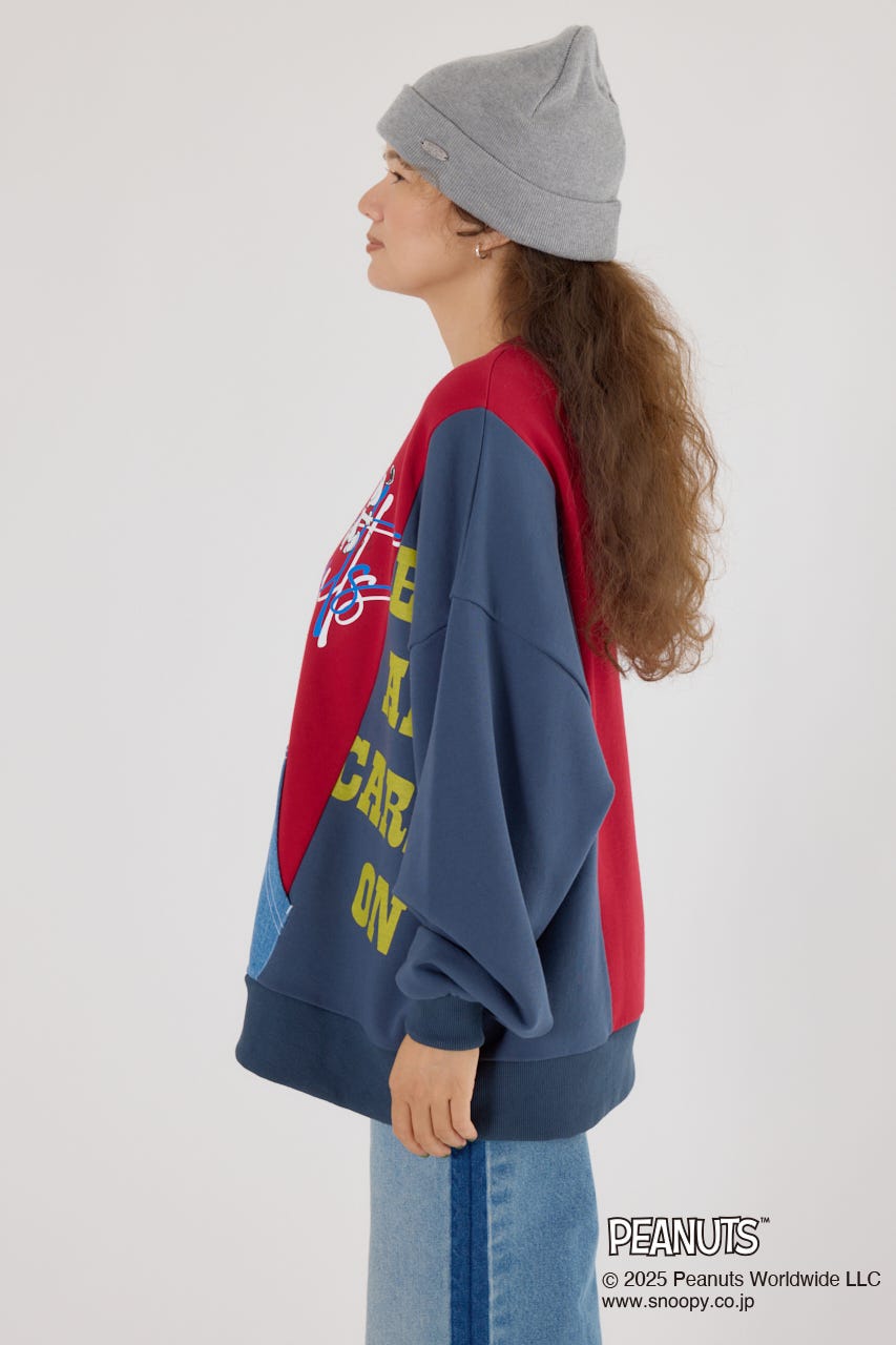 (PEANUTS) カスタムスウェットトップス 柄NVY FREE