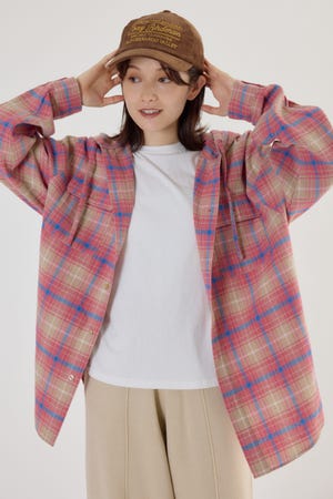 【UNISEX】フードチェックシャツ