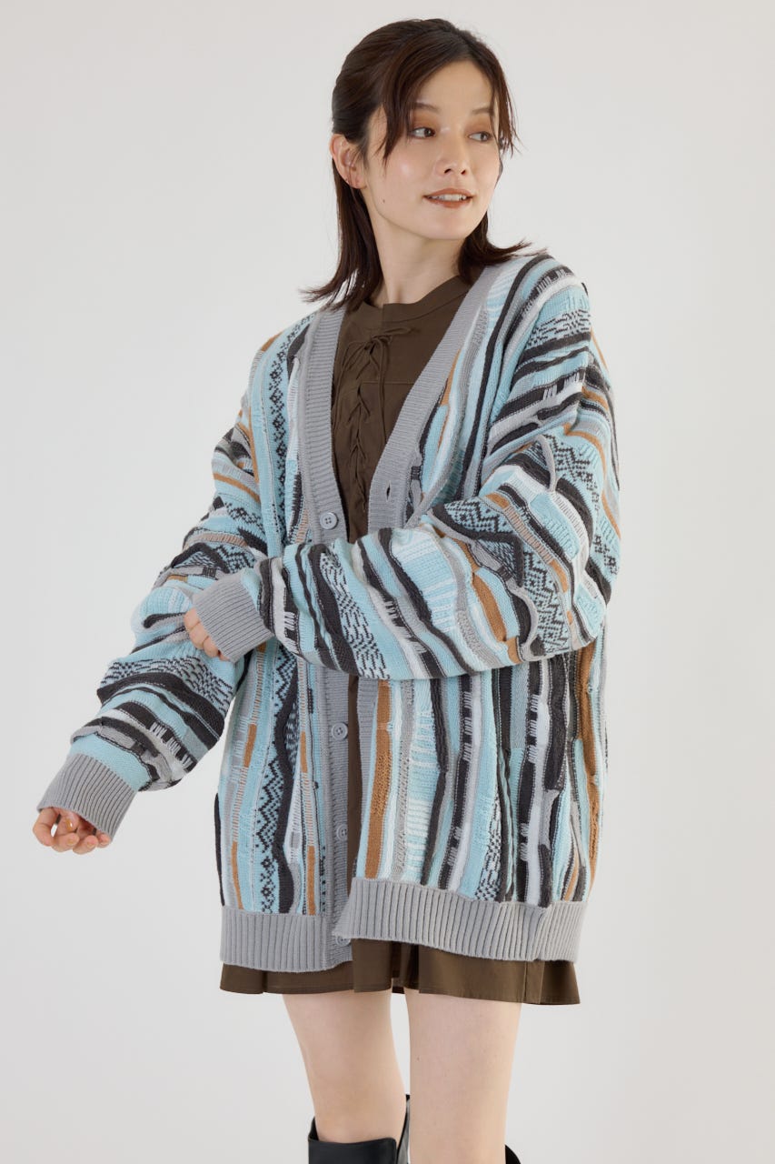 オールド　GAP ヴィンテージ　90s カーディガン　ウール　総柄　マルチカラー RODEO CROWNS WIDE BOWL | 【UNISEX】3Dマルチカラーニット
