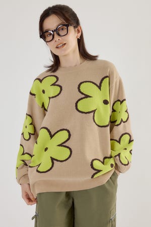 フラワーモールニットトップス