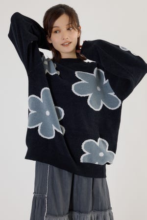 フラワーモールニットトップス