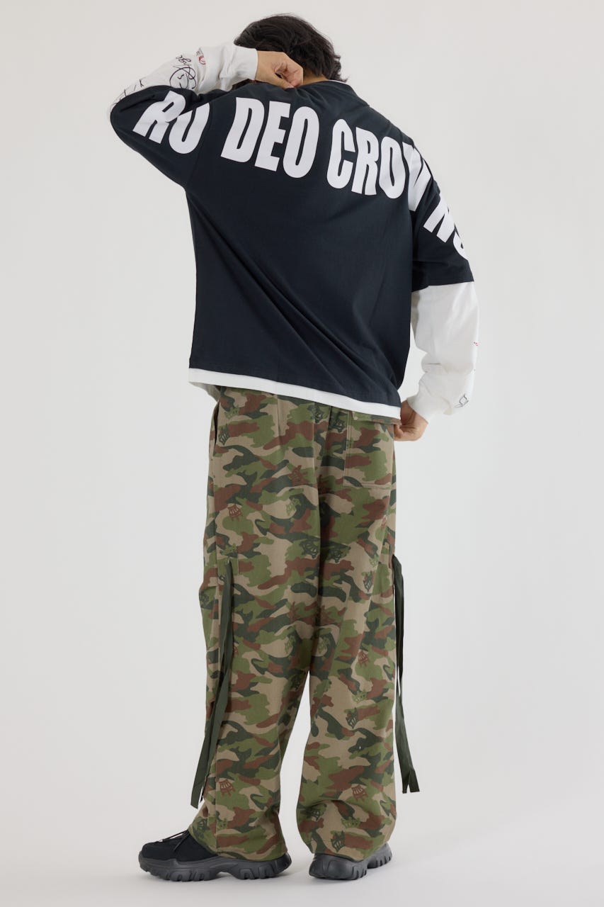 【UNISEX】オーバーロゴレイヤードロングスリーブTシャツ BLK L